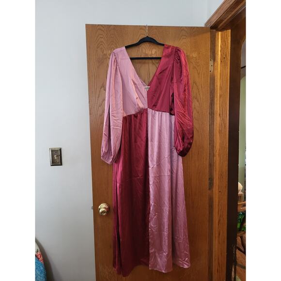 Anthropologie Porridge Colorblock V-Neck Balloon Sleeve Midi Dress NWT L $170 - Picture 2 of 8